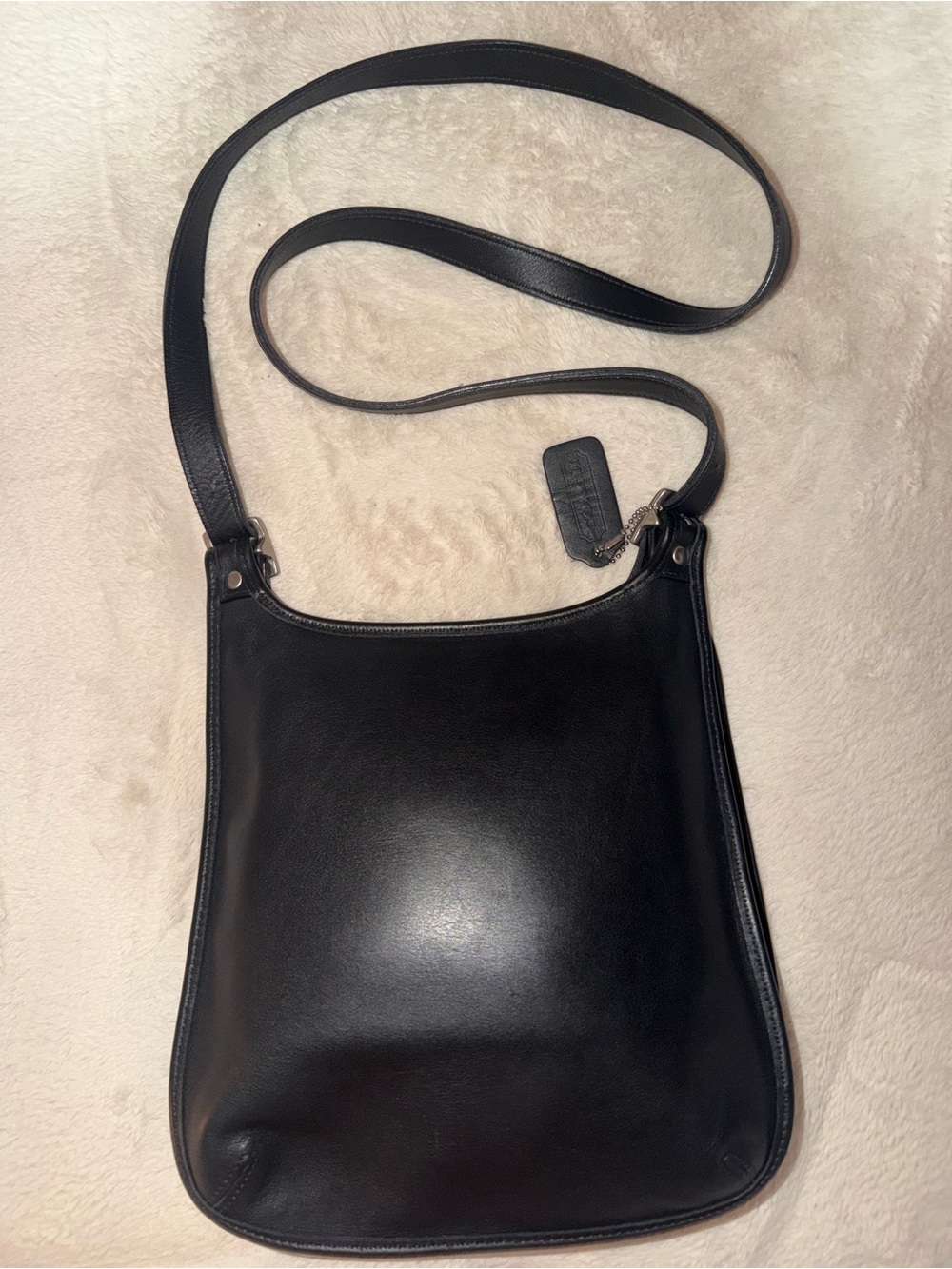 Vintage Coach Black Leather Crossbody Bag - Classic City Shoulder Bag